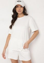 Biały Klasyczny T-shirt o Kroju Oversize z Wiskozą Aderisa. Białe t-shirty damskie Born2be, l, bez wzorów, z jeansu, eleganckie, bez kołnierzyka, bez ramiączek. Za 59.99 zł.