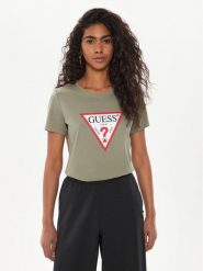 Guess T-Shirt W1YI1B I3Z14 Zielony Regular Fit. Zielone t-shirty damskie Guess, xs, z aplikacjami, z bawełny, bez kołnierzyka, bez ramiączek. Za 89.99 zł.