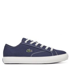 Tenisówki Lacoste. Niebieskie trampki męskie Lacoste, bez wzorów, bez zapięcia. Za 299.99 zł.