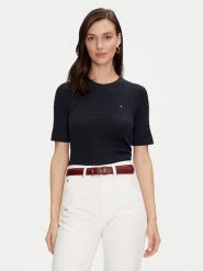 Tommy Hilfiger Sweter WW0WW41787 Czarny Regular Fit. Niebieskie swetry nierozpinane damskie Tommy Hilfiger, m, bez wzorów, z bawełny, bez kołnierzyka, bez ramiączek. Za 319.99 zł.