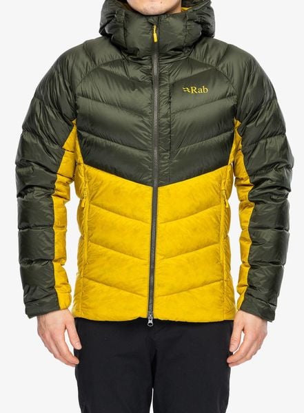 Kurtka puchowa Rab Glaceon Pro Jacket. Żółte kurtki męskie RAB, na zimę, m, bez wzorów, z materiału, bez kaptura. Za 1,094.49 zł.