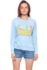 BLUZA WRANGLER DAMSKA SWEATER CERULEAN W6077IEVT 112130443. Niebieskie bluzy damskie Wrangler, s, bez wzorów, bez ramiączek, bez kaptura. W wyprzedaży za 69.99 zł.