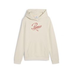 Młodzieżowa bluza z kapturem Essentials Script PUMA Alpine Snow White. Biała bluzy damskie Puma, m, bez wzorów, prążkowane, młodzieżowe, bez ramiączek, z kapturem. Za 234.50 zł.