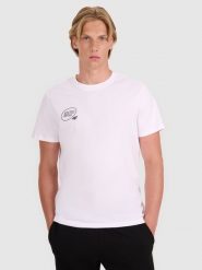4F T-shirt regular z nadrukiem męski - biały L. Białe koszulki sportowe męskie 4F, l, bez wzorów, z bawełny, bez ramiączek. Za 59.99 zł.