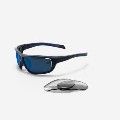 Okulary rowerowe Van Rysel Perf 100 Pack wymienne szkła kat. 0 i 3. Niebieskie okulary przeciwsłoneczne damskie Decathlon. Za 79.99 zł.