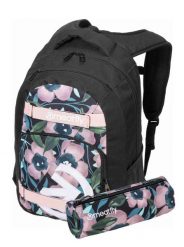Plecak Exile z organizerem i piórnikiem – Pink Flowers Meatfly. Czerwone plecaki męskie Meatfly, bez wzorów, z materiału, biznesowe. Za 237.99 zł.
