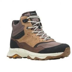 Buty trekkingowe męskie Merrell Speed Solo Mid Wp. Brązowe buty zimowe męskie Merrell, z materiału, za kostkę, bez zapięcia. Za 638.00 zł.