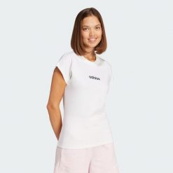 Koszulka Essentials Linear Cotton. Białe bluzki damskie Adidas, xl, bez wzorów, z bawełny, sportowe, bez kołnierzyka, bez ramiączek. Za 89.95 zł.