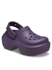 Crocs Klapki Stomp Clog 209350 Fioletowy. Fioletowe klapki damskie Crocs, bez wzorów, z tworzywa sztucznego, bez obcasa, bez zapięcia. Za 229.99 zł.