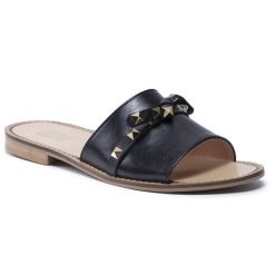 Klapki Simen. Czarne klapki damskie Simen, bez wzorów, bez obcasa, bez zapięcia. Za 189.99 zł.