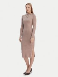 Guess Sukienka dzianinowa W6RK01 Z2YJ2 Beżowy Regular Fit. Brązowe sukienki damskie Guess, m, z aplikacjami, z dzianiny, bez kołnierzyka, bez ramiączek. Za 619.99 zł.