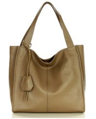 Shopperka skórzana MARCO MAZZINI beżowy taupe s139o. Brązowe shopperki damskie bez wzorów, ze skóry, bez dodatków. Za 379.05 zł.