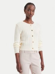 Fracomina Kardigan FY26WT8037K45801 Kremowy Regular Fit. Białe kardigany damskie Fracomina, l, bez wzorów, z syntetyku, bez kołnierzyka. Za 259.99 zł.