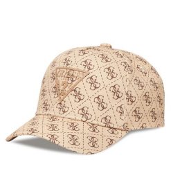 Czapka z daszkiem Guess. Brązowe czapki damskie Guess, z aplikacjami. Za 119.99 zł.