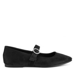 Baleriny JENNY. Czarne balerinki damskie Jenny, bez wzorów, bez obcasa, bez zapięcia. Za 119.99 zł.