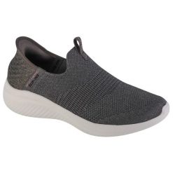 Buty sportowe Sneakersy damskie, Slip-Ins Ultra Flex 3.0 Smooth Step. Szare obuwie sportowe damskie Skechers, bez wzorów, z tkaniny, bez zapięcia, trekkingowe. Za 379.99 zł.