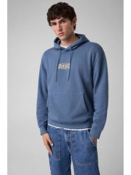 Guess Jeans Bluza M6BQ12 K5459 Niebieski Regular Fit. Niebieskie bluzy męskie Guess Jeans, m, z aplikacjami, z bawełny, bez ramiączek, bez kaptura. Za 349.99 zł.
