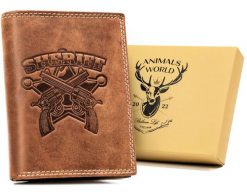 Portfel skórzany Always Wild N4-CHM-SHE brązowy. Brązowe portfele męskie Always Wild, bez wzorów, z nubiku. Za 50.00 zł.