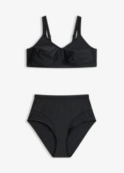 Zabudowane bikini z szybkoschnącego materiału (2 części). Czarne bikini bonprix, bez wzorów. Za 74.99 zł.