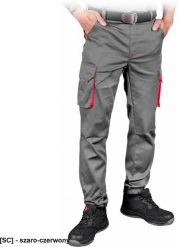LAND-JOG-T - Elastyczne spodnie ochronne do pasa LAND-JOG męskie 62% poliester, 35% bawełna, 3% elastan 240 g/m2 - szaro-czerwony 48. Brązowe spodnie sportowe męskie Reis, m, bez wzorów, z bawełny. Za 136.15 zł.