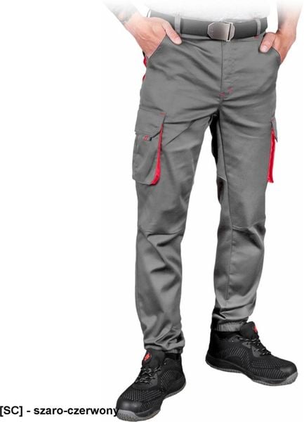 LAND-JOG-T - Elastyczne spodnie ochronne do pasa LAND-JOG męskie 62% poliester, 35% bawełna, 3% elastan 240 g/m2 - szaro-czerwony 48. Brązowe spodnie sportowe męskie Reis, m, bez wzorów, z bawełny. Za 136.15 zł.
