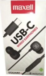 MAXELL USB-C EARPHONES SQUARE+ BLACK 348566. Czarne słuchawki douszne Maxell. Za 51.32 zł.