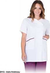 R.E.I.S. NONA-J - bluza damska z krótkim rękawem , 65% poliester, 35% bawełna, 175 g/m, zapinana na guziki - biało-fioletowy S. Białe bluzy damskie R.E.I.S., m, bez wzorów, z bawełny, bez ramiączek, bez kaptura. Za 63.08 zł.