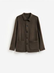 Marynarka z wełną - ciemnozielony. Zielone garnitury męskie Reserved, l, bez wzorów, z tkaniny, bez kołnierzyka, bez ramiączek. Za 329.99 zł.