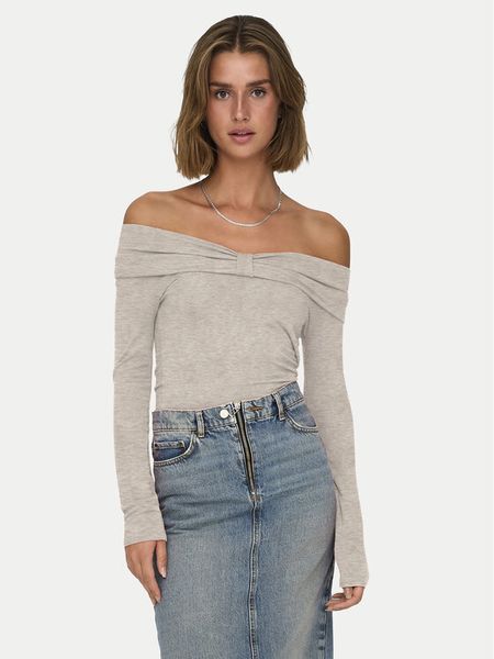 ONLY Bluzka Fayola 15339435 Beżowy Slim Fit. Brązowe bluzki damskie ONLY, l, bez wzorów, z wiskozy, bez kołnierzyka, bez ramiączek. Za 69.99 zł.