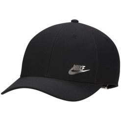 Czapka Nike Dri-FIT Club Structured Metal Logo, Dla obu płci. Czarne czapki męskie Nike, bez wzorów, z poliesteru. Za 100.99 zł.