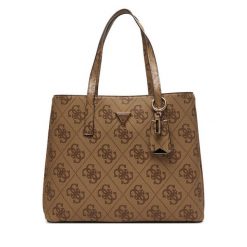 Torebka Guess. Brązowe shopperki damskie Guess, z aplikacjami, bez dodatków. Za 749.99 zł.