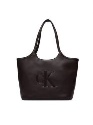 Calvin Klein Torebka Bold Ck Shopper LV04F3562G Bordowy. Czerwone shopperki damskie Calvin Klein, bez wzorów, ze skóry, bez dodatków. Za 529.99 zł.