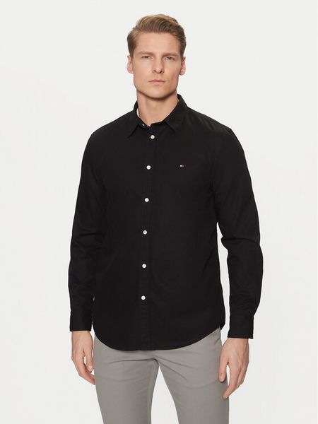 Tommy Hilfiger Koszula MW0MW38137 Czarny Slim Fit. Czarne koszule męskie Tommy Hilfiger, m, bez wzorów, z bawełny, biznesowe, bez kołnierzyka, bez ramiączek. Za 199.99 zł.