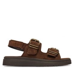 Sandały Tamaris. Brązowe sandały damskie Tamaris, bez wzorów, bez obcasa, na płaskiej podeszwie, bez zapięcia. Za 369.99 zł.