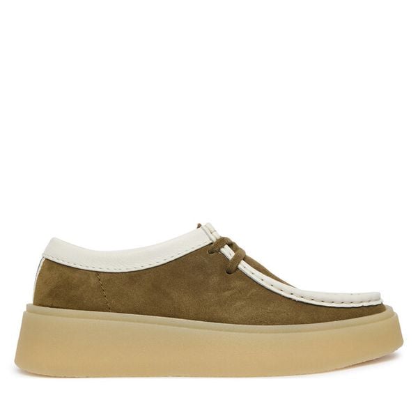 Półbuty Clarks. Zielone półbuty damskie Clarks, bez wzorów, bez obcasa, na płaskiej podeszwie, bez zapięcia. Za 338.99 zł.