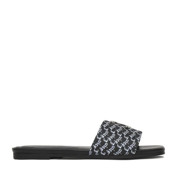 Klapki Juicy Couture. Czarne klapki damskie Juicy Couture, bez wzorów, bez obcasa, bez zapięcia. Za 159.99 zł.