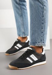Czarno-Białe Sneakersy Klasyczne Tenisówki ze Skórzaną Wkładką i Zamszem Naturalnym Tilritia. Czarne trampki i tenisówki damskie Born2be, bez wzorów, z jeansu, bez zapięcia. Za 179.99 zł.