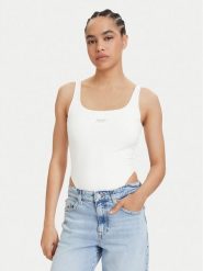Tommy Jeans Body Metallic Logo DW0DW22311 Biały Slim Fit. Białe body Tommy Jeans, bez wzorów, z jeansu. Za 249.99 zł.