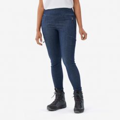 Legginsy trekkingowe damskie Forclaz MT900. Niebieskie legginsy damskie FORCLAZ, bez wzorów, z bawełny. Za 199.99 zł.