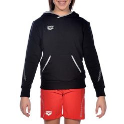Bluza Arena Team Line Hoodie junior z kapturem. Czarne bluzy damskie ARENA, m, bez wzorów, z bawełny, młodzieżowe, bez ramiączek, z kapturem. Za 71.98 zł.