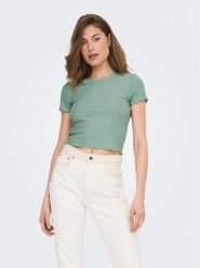 ONLY T-Shirt Emma 15201206 Zielony Regular Fit. Zielone t-shirty damskie ONLY, xs, bez wzorów, z syntetyku, bez kołnierzyka, bez ramiączek. Za 49.99 zł.