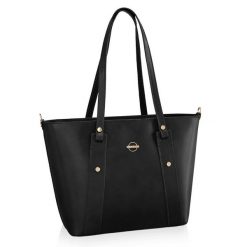 Shopperka skórzana BETLEWSKI BVP-127 czarna. Czarne shopperki damskie Betlewski, bez wzorów, ze skóry, bez dodatków. Za 429.99 zł.