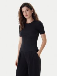 Calvin Klein T-Shirt LV044D246G Czarny Slim Fit. Czarne t-shirty damskie Calvin Klein, xl, bez wzorów, bez kołnierzyka, bez ramiączek. Za 289.99 zł.