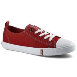 Czerwone Trampki Big Star Damskie Sznurowane Buty. Czerwone trampki i tenisówki damskie BIG STAR, bez wzorów, z gumy, bez zapięcia. Za 89.99 zł.