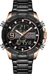 Zegarek Naviforce ZEGAREK MĘSKI NAVIFORCE - NF9146S (zn089c) - black/rosegold + BOX uniwersalny. Czarne zegarki męskie Naviforce, bez wzorów. Za 136.72 zł.