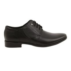 Olivier Buty męskie wizytowe 152LU czarne. Czarne buty wizytowe męskie bez wzorów, z jeansu, bez obcasa, bez zapięcia. Za 367.89 zł.
