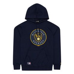 Bluza z kapturem Brewers Nos MLB Regular. Niebieskie bluzy sportowe męskie New Era, m, bez wzorów, z kapturem. Za 283.00 zł.