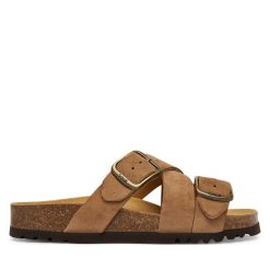 Klapki Scholl. Brązowe klapki damskie Scholl, bez wzorów, bez obcasa, bez zapięcia. Za 379.99 zł.