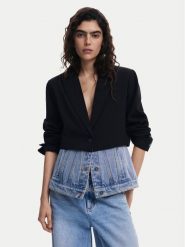 Desigual Marynarka 25SWEW28 Czarny Regular Fit. Czarne marynarki i żakiety damskie Desigual, bez wzorów, z bawełny, bez kołnierzyka, bez ramiączek. Za 590.44 zł.