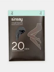 Rajstopy 20 DEN w serduszka - czarny. Czarne rajstopy i pończochy Sinsay, bez wzorów. W wyprzedaży za 5.99 zł.